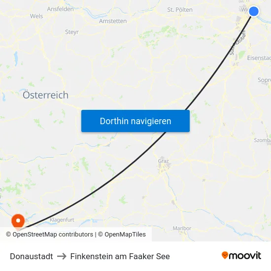 Donaustadt to Finkenstein am Faaker See map
