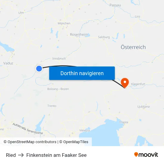 Ried to Finkenstein am Faaker See map