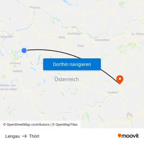 Lengau to Thörl map