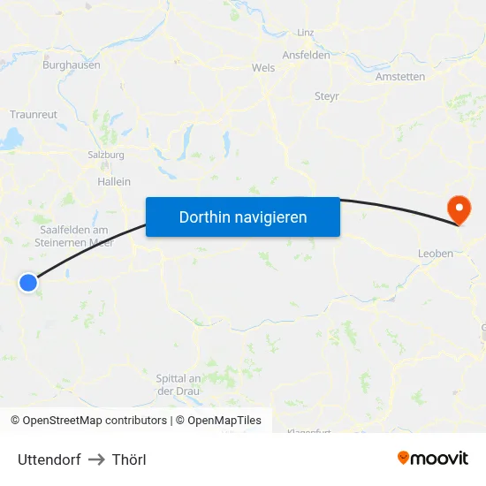 Uttendorf to Thörl map