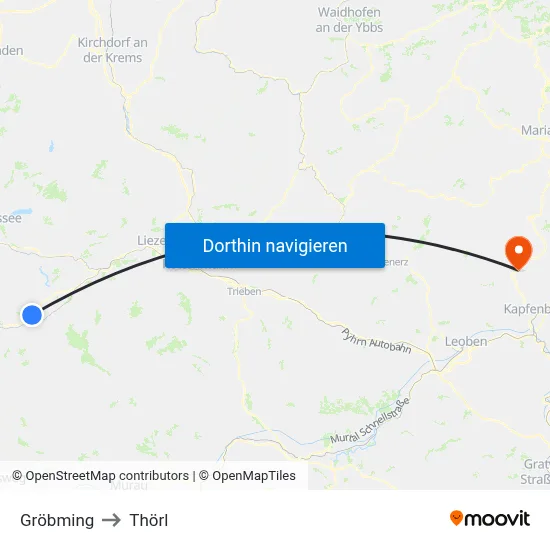 Gröbming to Thörl map