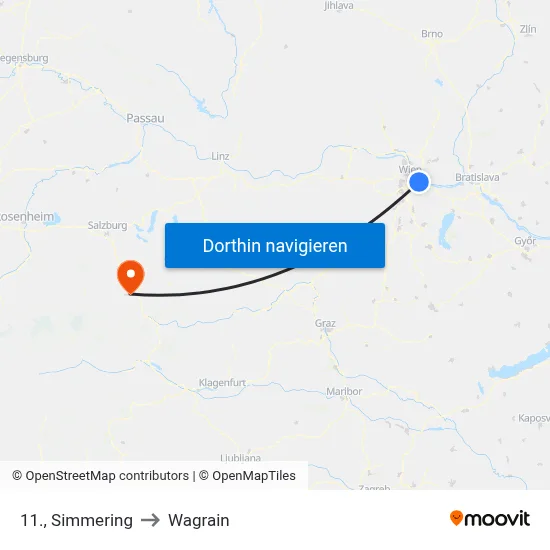 11., Simmering to Wagrain map