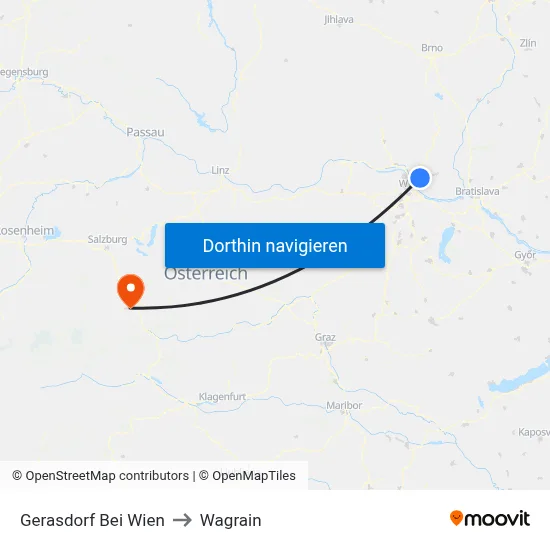 Gerasdorf Bei Wien to Wagrain map