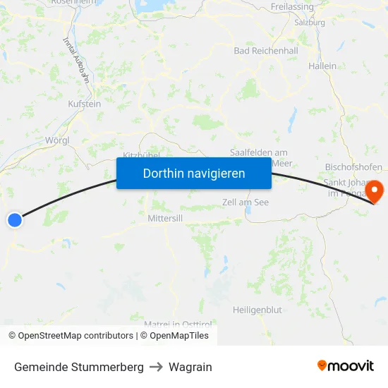Gemeinde Stummerberg to Wagrain map