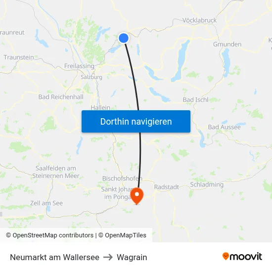 Neumarkt am Wallersee to Wagrain map