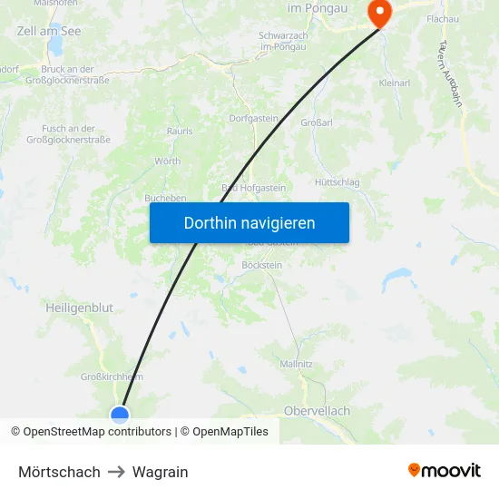 Mörtschach to Wagrain map