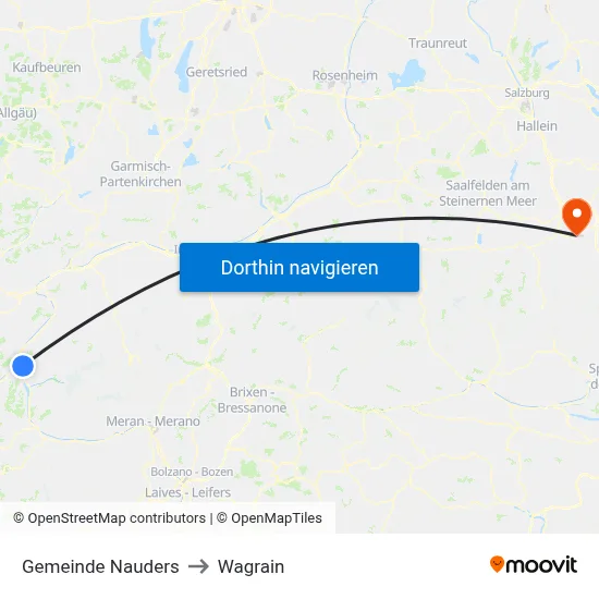 Gemeinde Nauders to Wagrain map