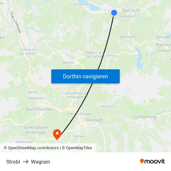 Strobl to Wagrain map
