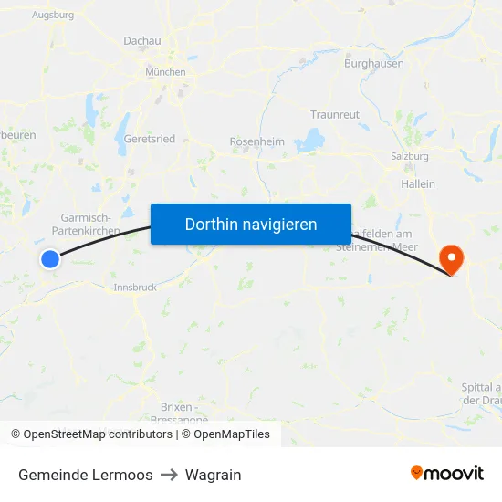 Gemeinde Lermoos to Wagrain map