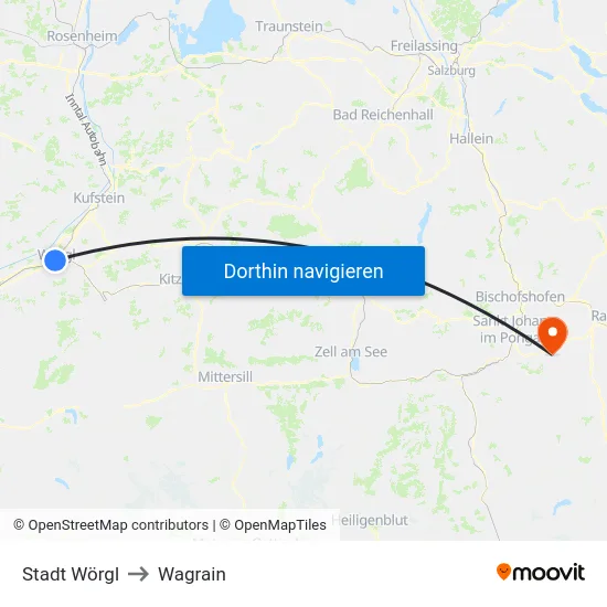 Stadt Wörgl to Wagrain map