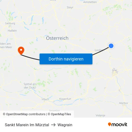 Sankt Marein Im Mürztal to Wagrain map