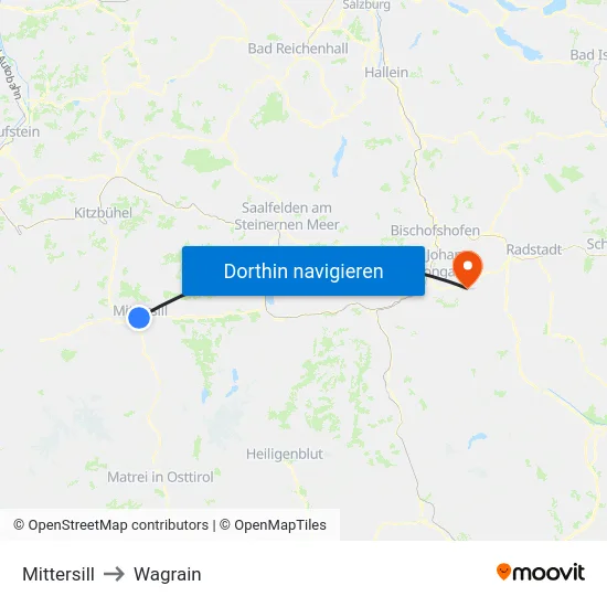 Mittersill to Wagrain map