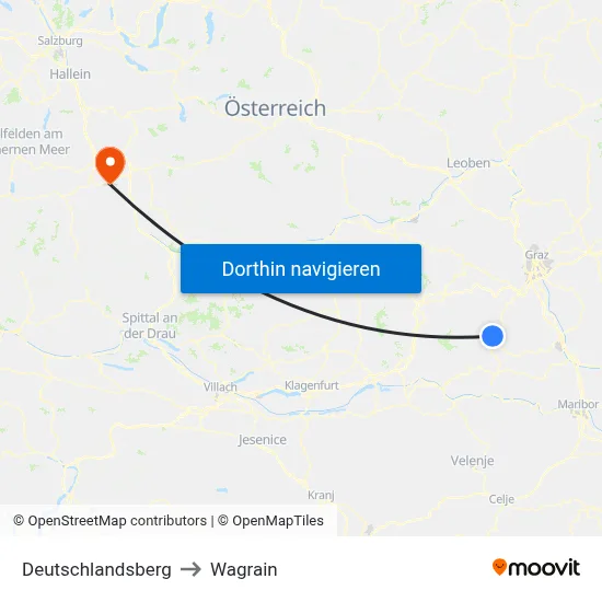 Deutschlandsberg to Wagrain map