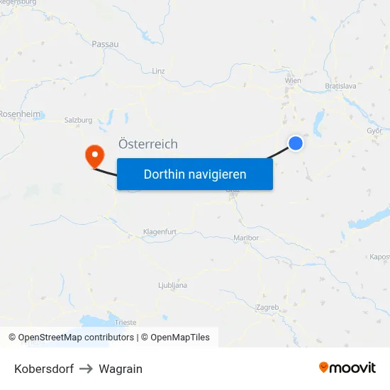 Kobersdorf to Wagrain map