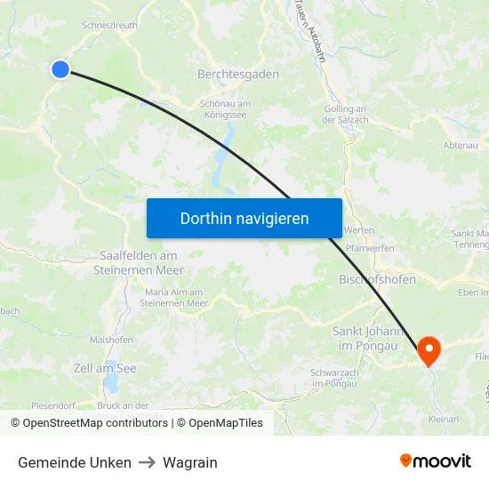 Gemeinde Unken to Wagrain map