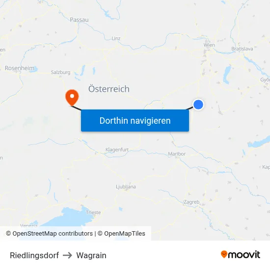 Riedlingsdorf to Wagrain map