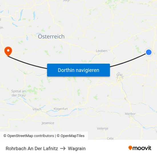 Rohrbach An Der Lafnitz to Wagrain map