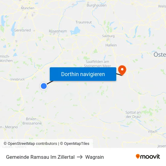 Gemeinde Ramsau Im Zillertal to Wagrain map