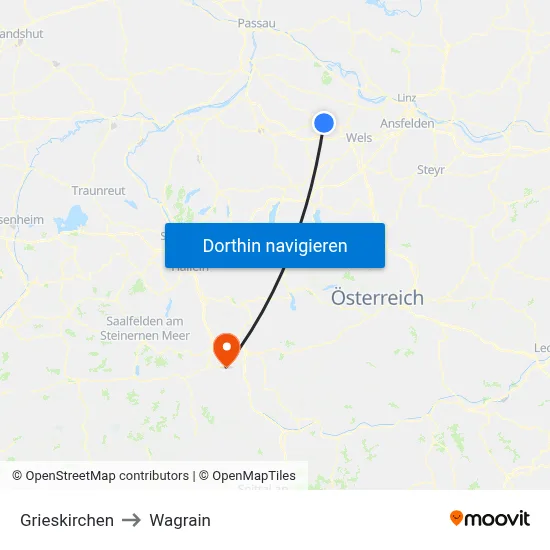 Grieskirchen to Wagrain map