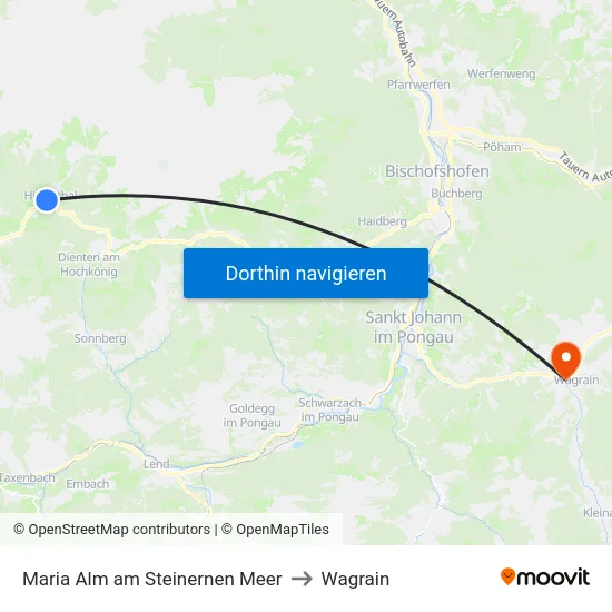 Maria Alm am Steinernen Meer to Wagrain map