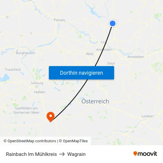 Rainbach Im Mühlkreis to Wagrain map