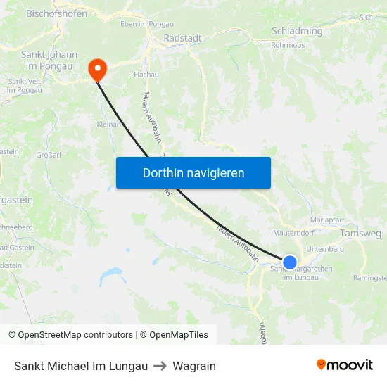 Sankt Michael Im Lungau to Wagrain map