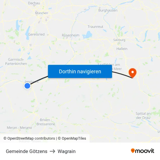Gemeinde Götzens to Wagrain map