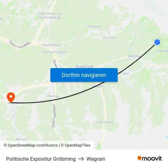 Politische Expositur Gröbming to Wagrain map