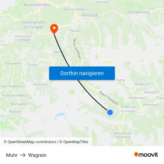 Muhr to Wagrain map