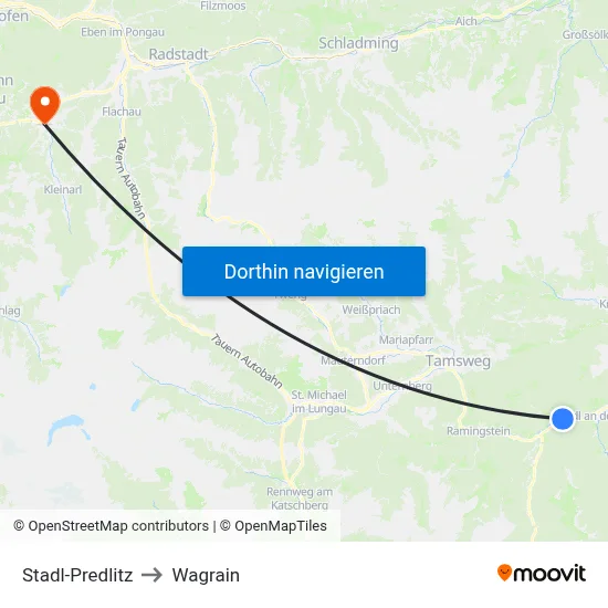 Stadl-Predlitz to Wagrain map