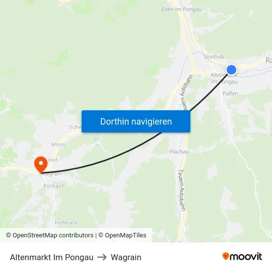 Altenmarkt Im Pongau to Wagrain map