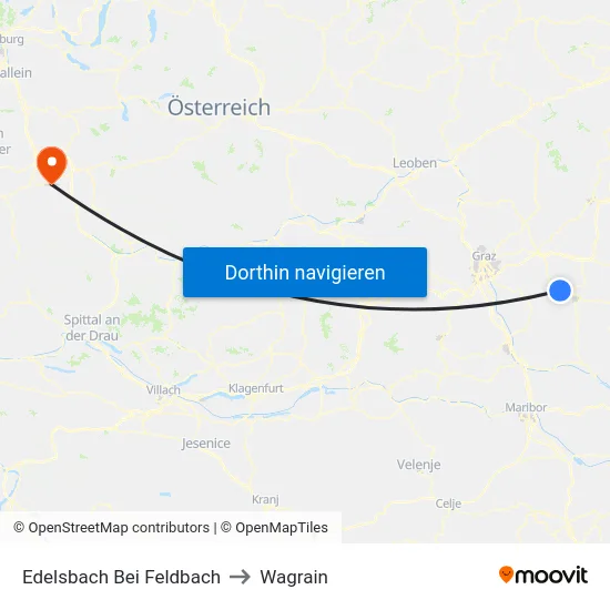 Edelsbach Bei Feldbach to Wagrain map