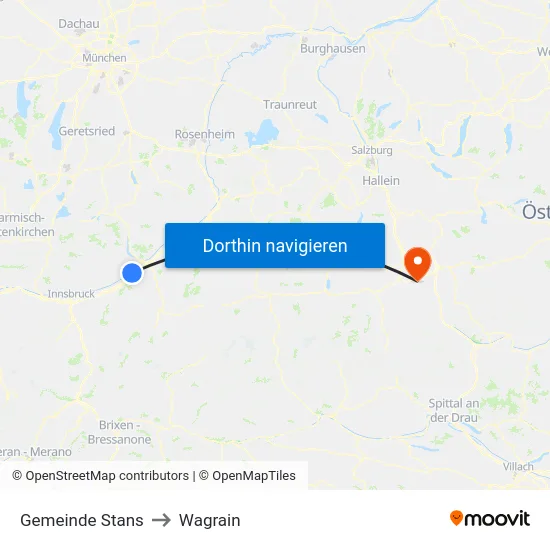 Gemeinde Stans to Wagrain map