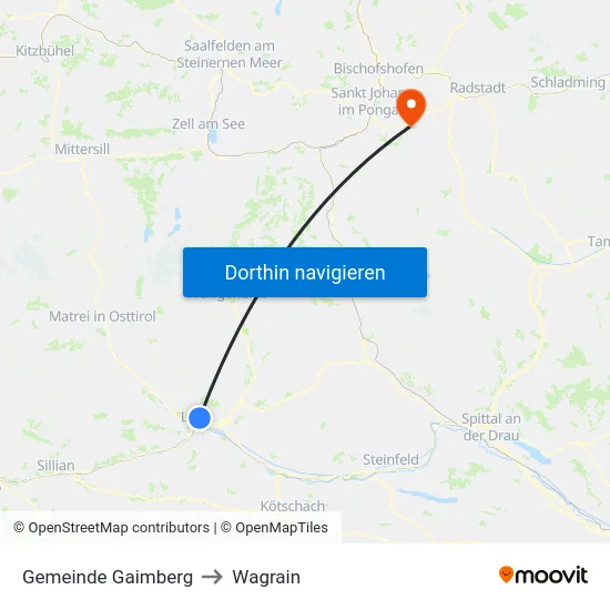 Gemeinde Gaimberg to Wagrain map