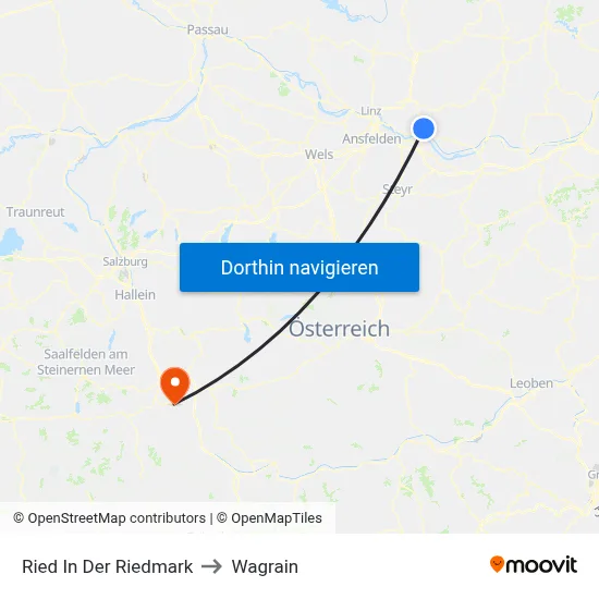 Ried In Der Riedmark to Wagrain map