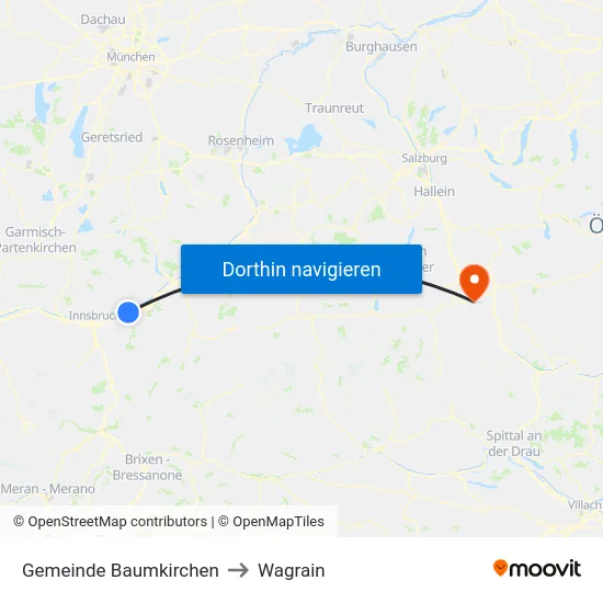 Gemeinde Baumkirchen to Wagrain map