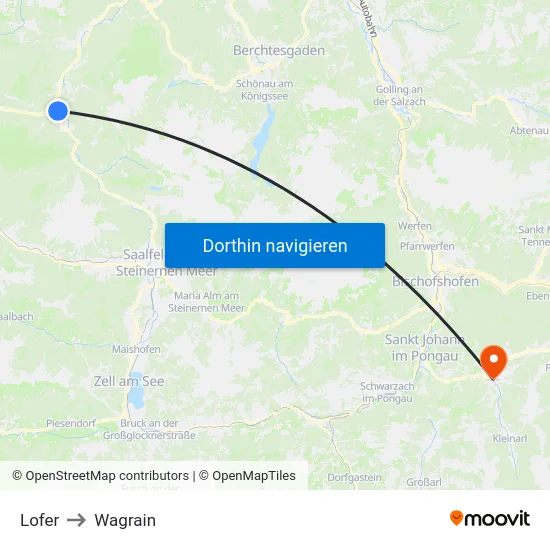 Lofer to Wagrain map