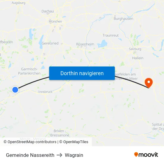 Gemeinde Nassereith to Wagrain map