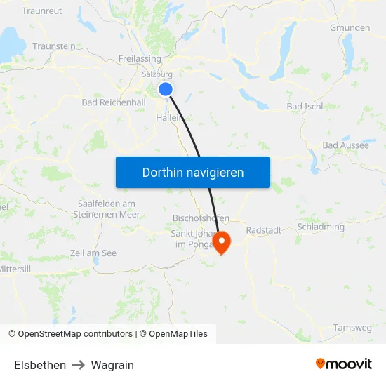 Elsbethen to Wagrain map