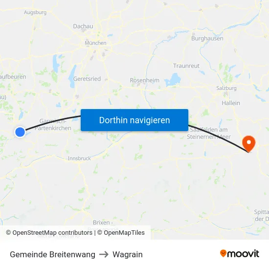 Gemeinde Breitenwang to Wagrain map