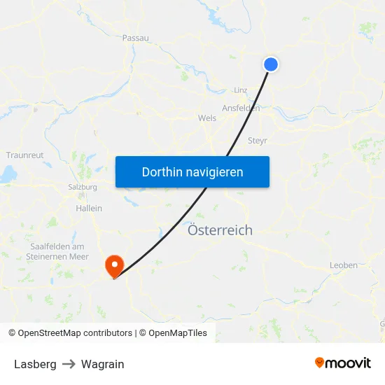 Lasberg to Wagrain map