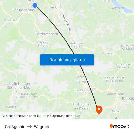 Großgmain to Wagrain map