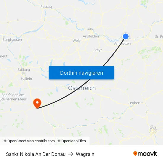 Sankt Nikola An Der Donau to Wagrain map