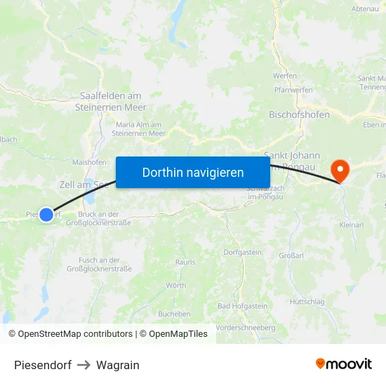 Piesendorf to Wagrain map