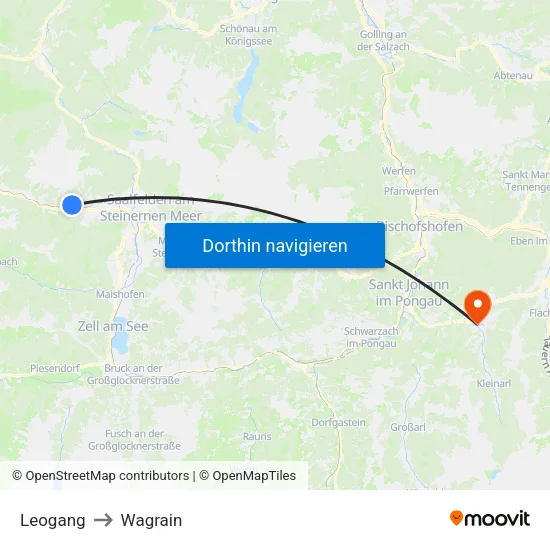 Leogang to Wagrain map