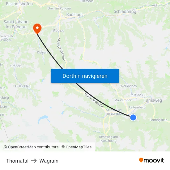Thomatal to Wagrain map