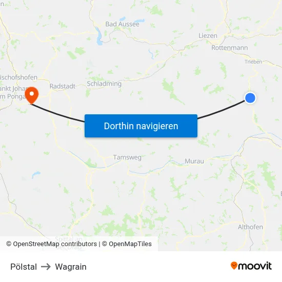 Pölstal to Wagrain map