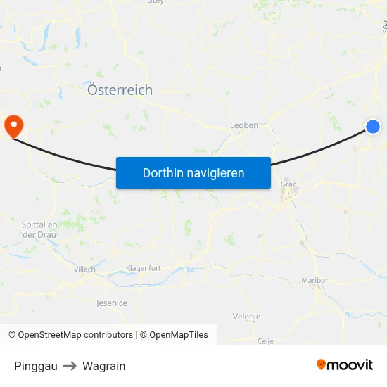 Pinggau to Wagrain map