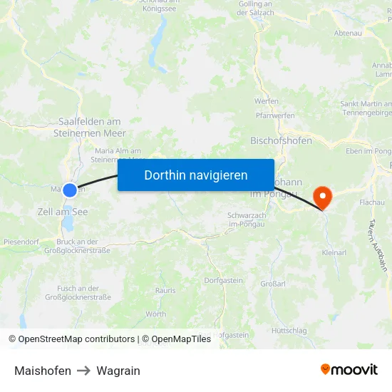 Maishofen to Wagrain map