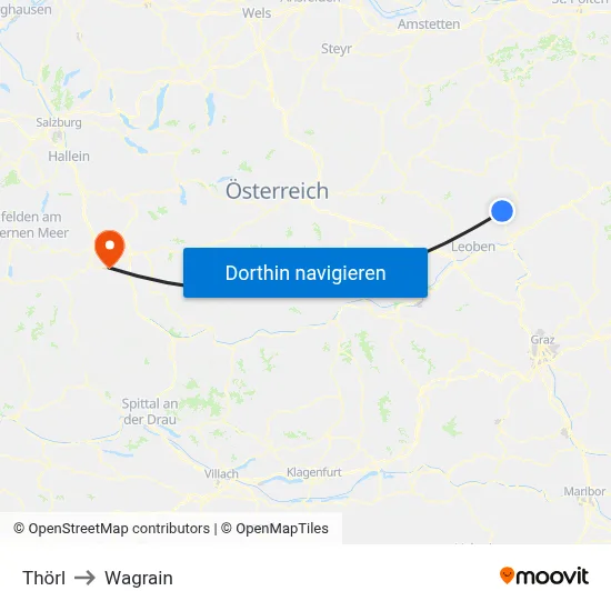 Thörl to Wagrain map
